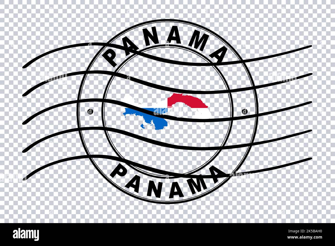 Map of Panama, Postal Passport Stamp, Travel Stamp, Clipping path Stock