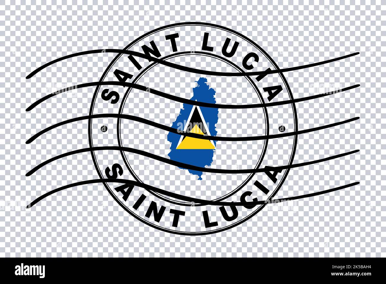 Map of Saint Lucia, Postal Passport Stamp, Travel Stamp, Clipping path Stock Photo