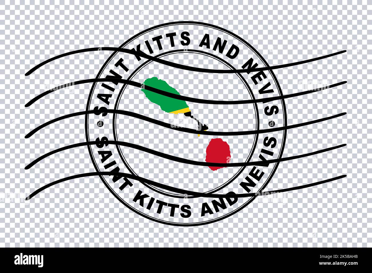 Map of Saint Kitts and Nevis, Postal Passport Stamp, Travel Stamp, Clipping path Stock Photo Alamy