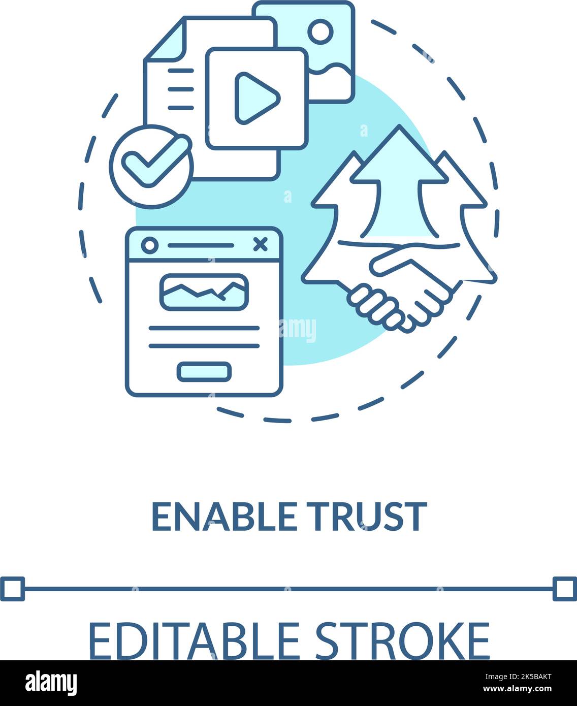 Enable trust turquoise concept icon Stock Vector