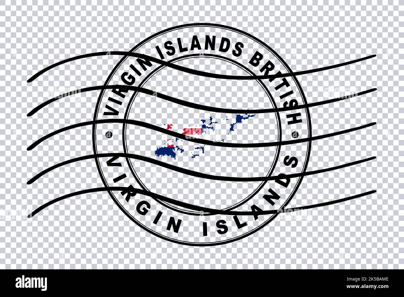 Map of Virgin Islands British, Postal Passport Stamp, Travel Stamp, Clipping path Stock Photo
