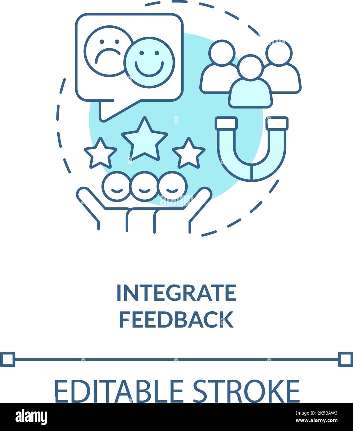 Integrate feedback turquoise concept icon Stock Vector
