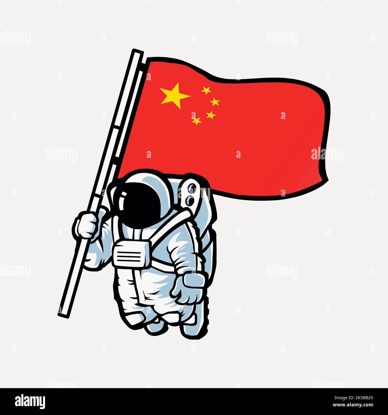 Chinese astronaut clipart, space race illustration vector. Stock Vector
