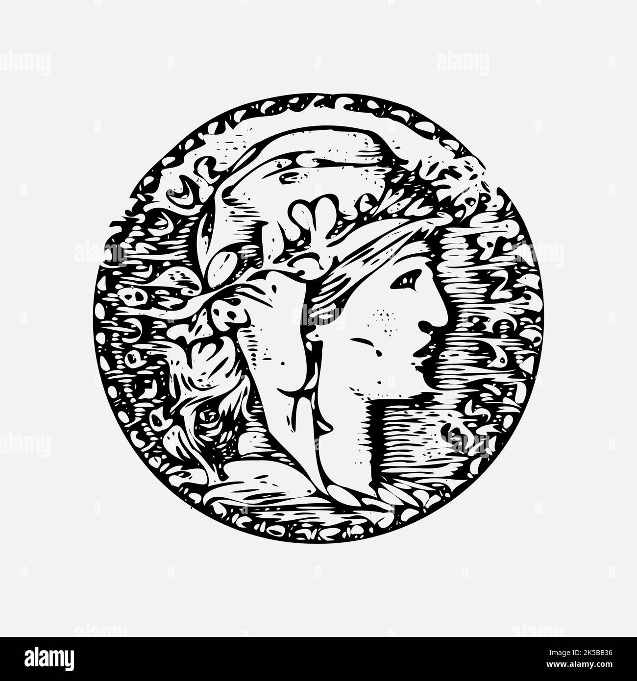 Old coin clipart, vintage illustration vector Stock Vector Image & Art