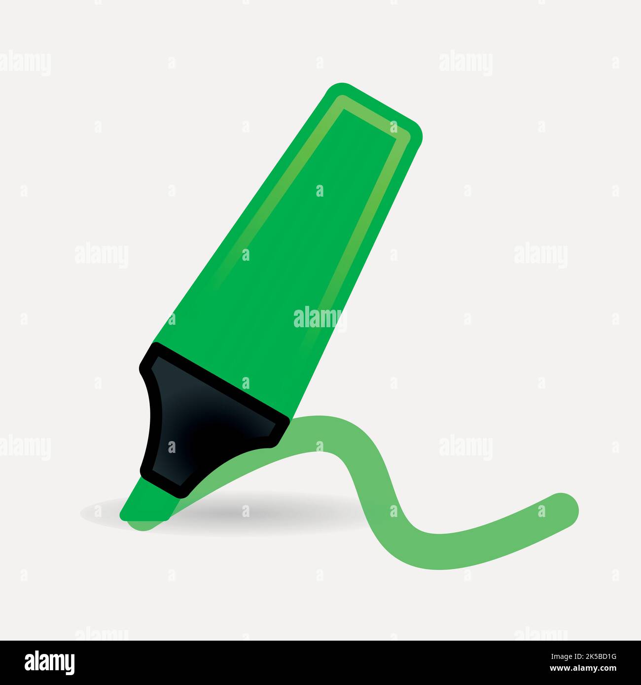 Green highlighter pen clipart, stationery illustration vector Stock