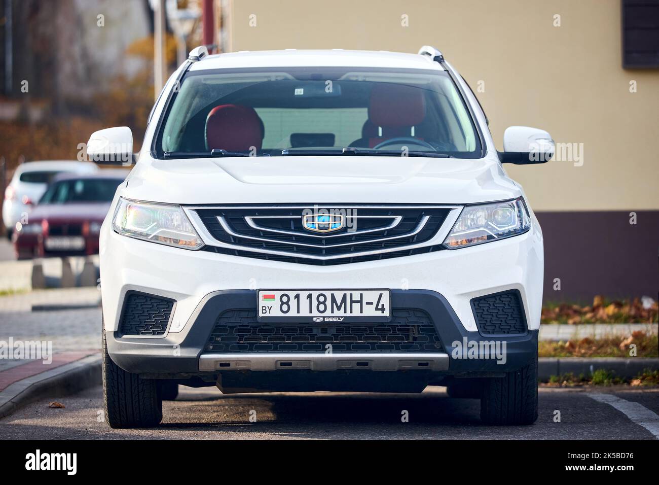 Hrodna October 2021 White Geely Boyue Geely Atlas Proton X70 car