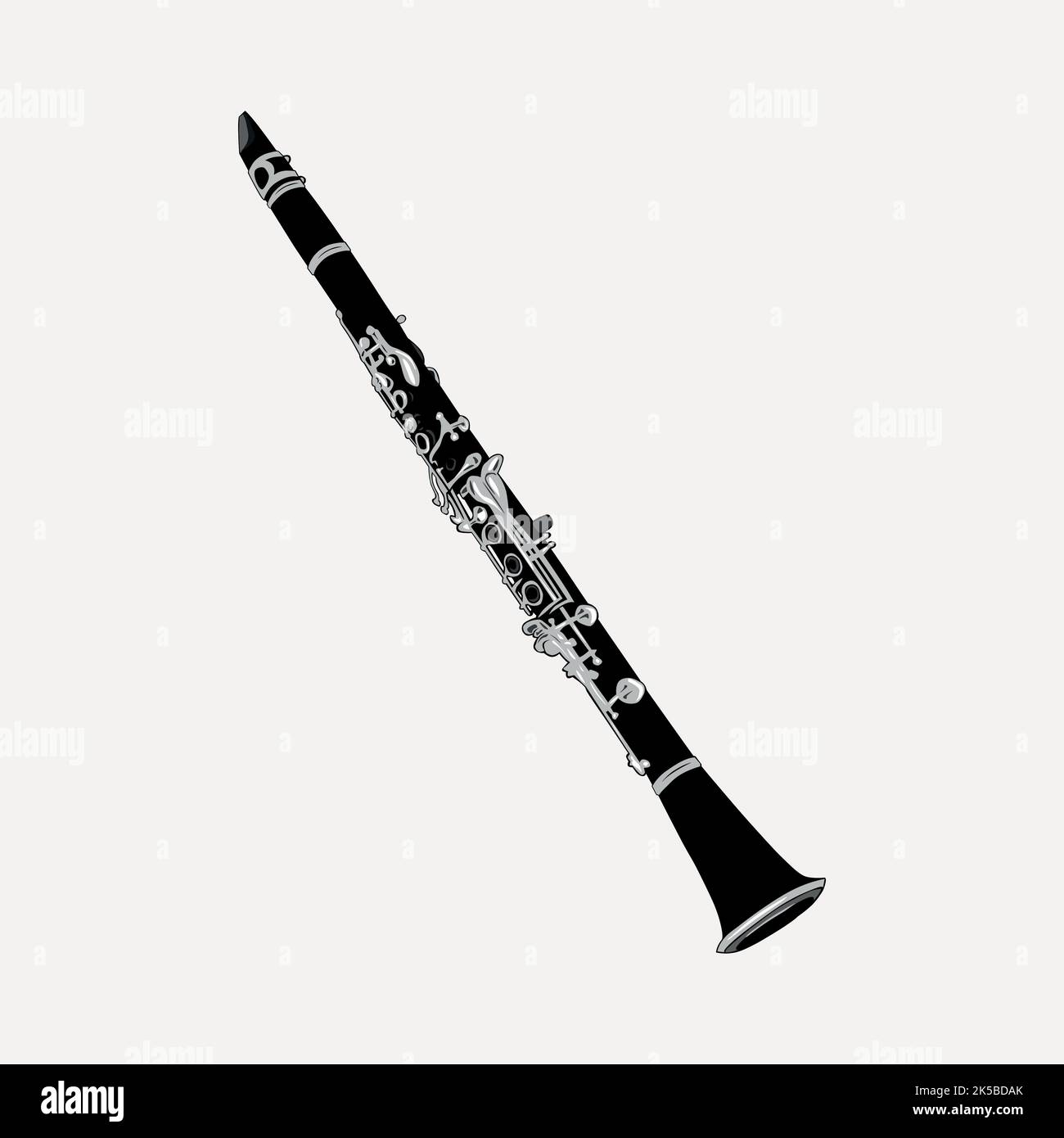 Clarinet clipart, music instrument illustration vector Stock Vector