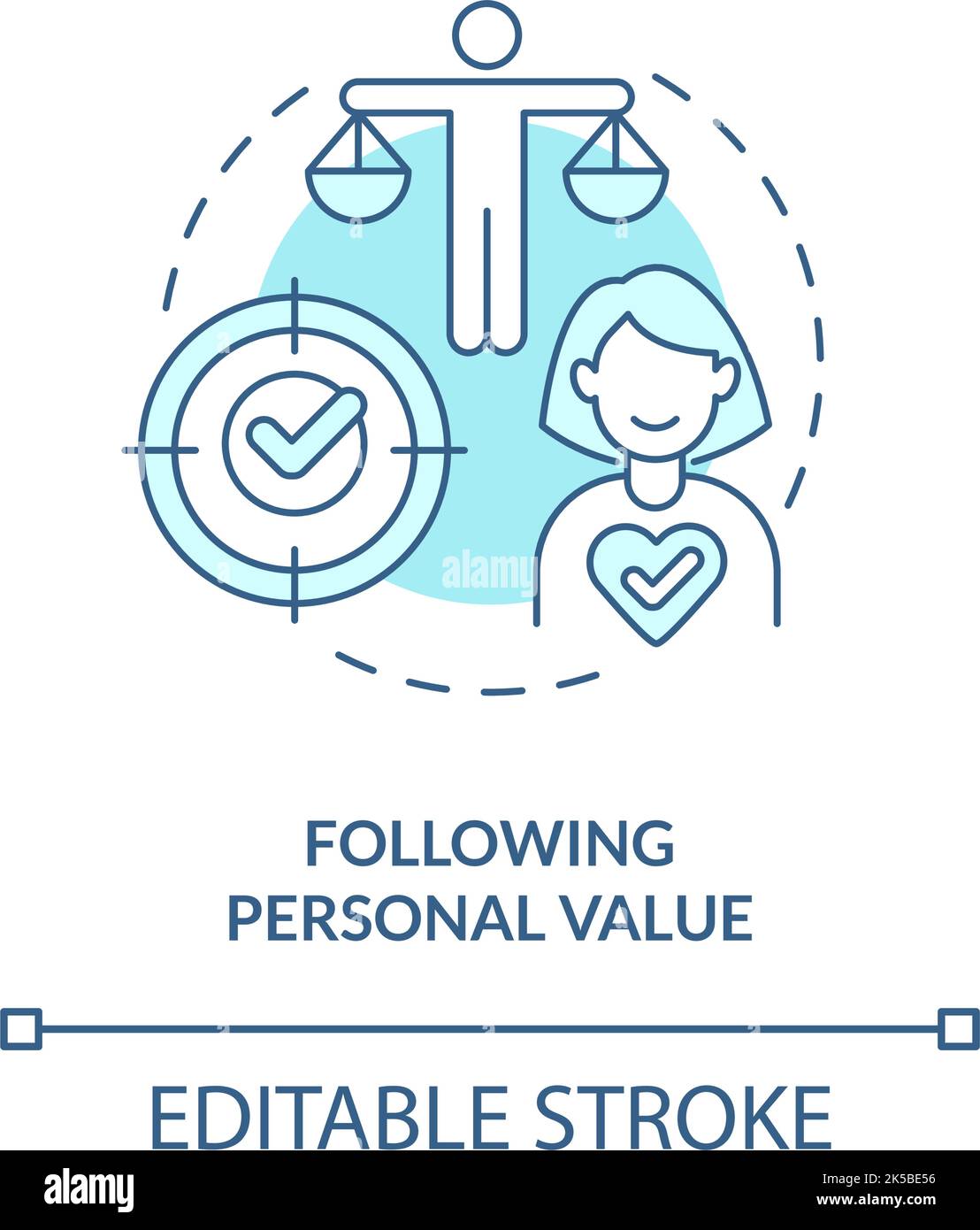 following-personal-values-turquoise-concept-icon-stock-vector-image