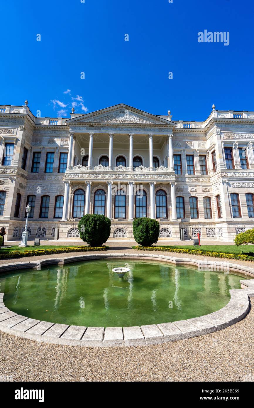 Exterior view of National Palaces Painting Museum at Dolmabahce Palace. Dolmabahce is the largest palace in Istanbul, Turkey. Stock Photo