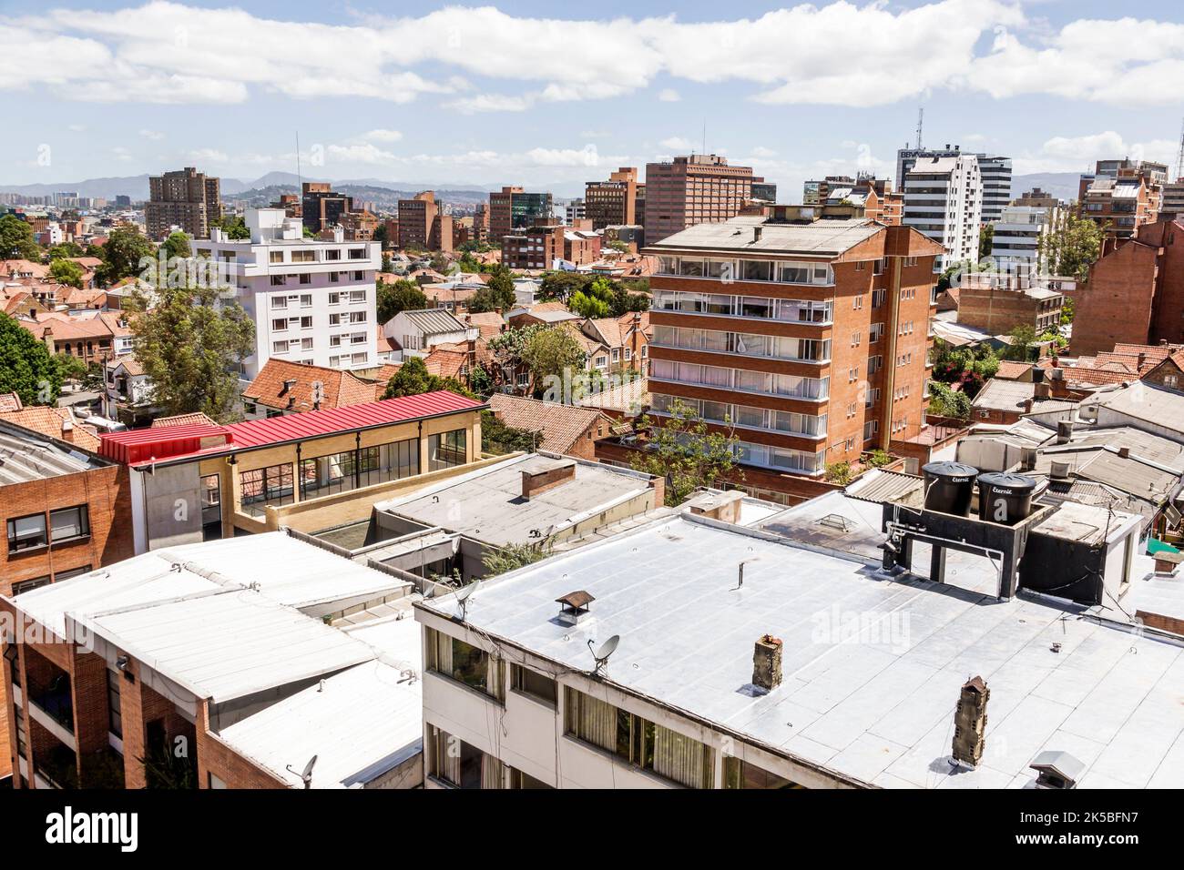 Bogota Colombia,Chapinero Norte,neighborhood panoramic city skyline view high-rise residential apartment buildings rooftops urban aerial overhead,Colo Stock Photo