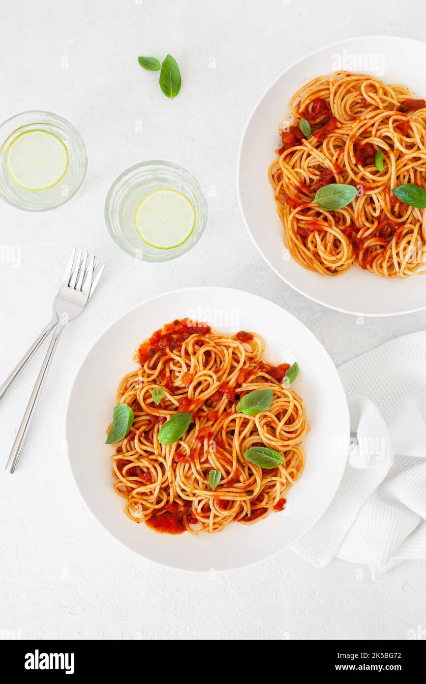 spaghetti with tomato sauce, traditional italian pasta Stock Photo - Alamy
