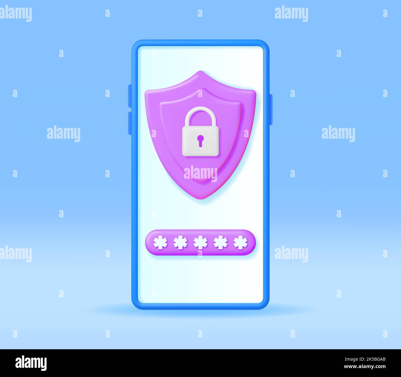 3D Mobile Phone with Shield Lock on the Screen Stock Vector Image & Art ...