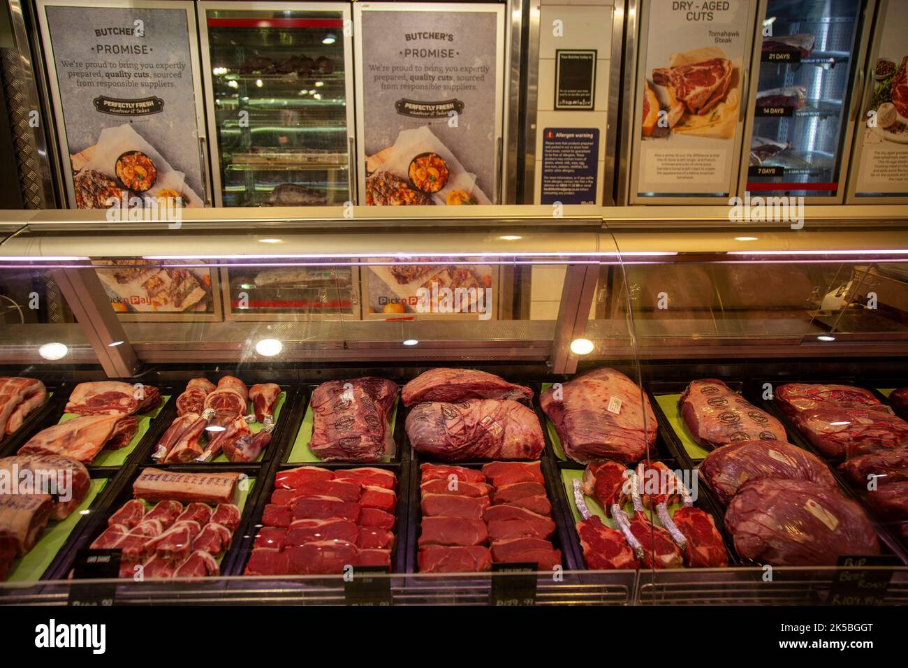 Butcher at Pick N Pay Grocery Store in Cape Town, South Africa Stock Photo