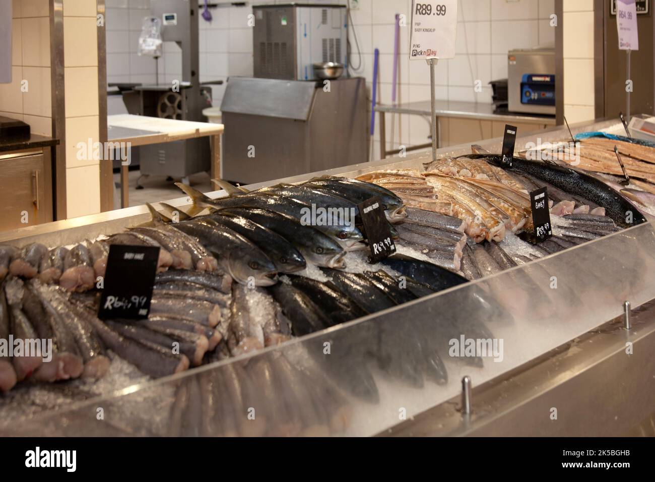 Fish Display Pick N Pay Grocery Store in Cape Town, South Africa Stock Photo