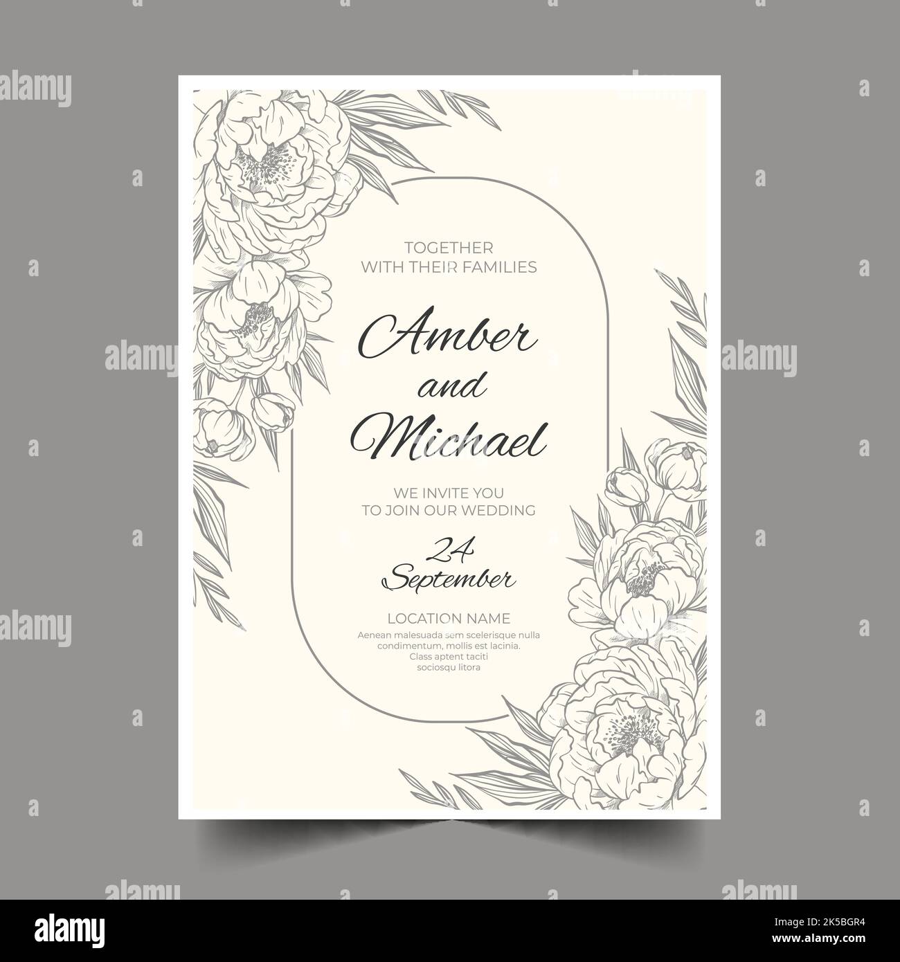minimalist wedding invitation with drawn elements vector design illustration Stock Vector