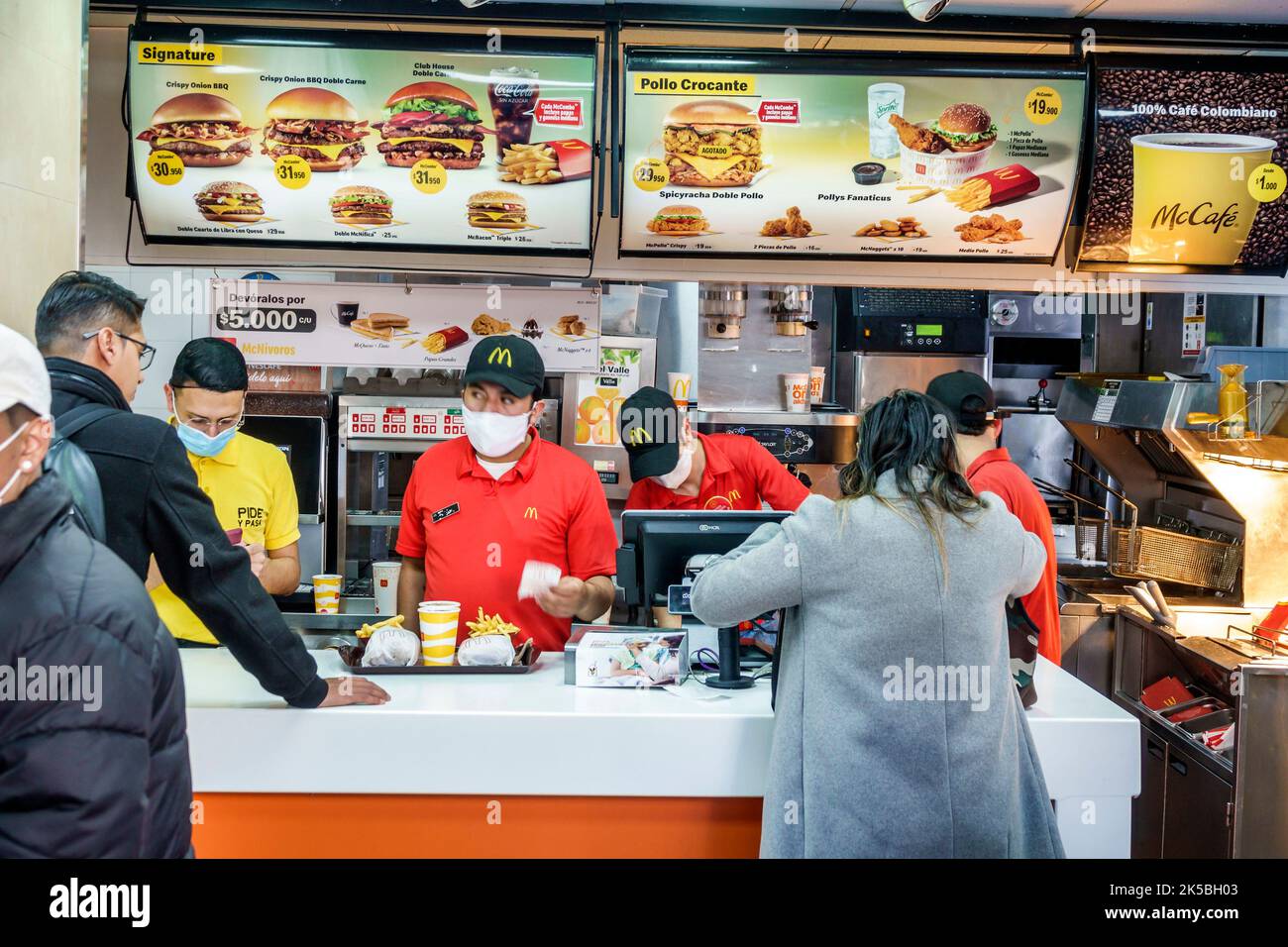 Bogota Colombia,Santa Fe Carrera 7 Avenida Jimenez McDonald's counter,fast food restaurant