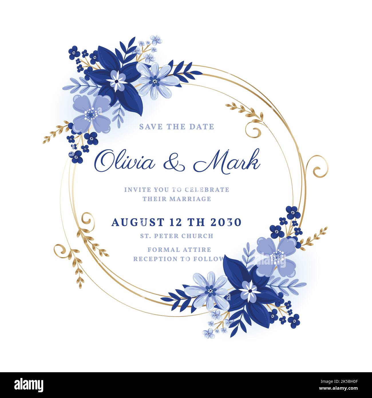 floral wedding invitation template vector design illustration Stock Vector