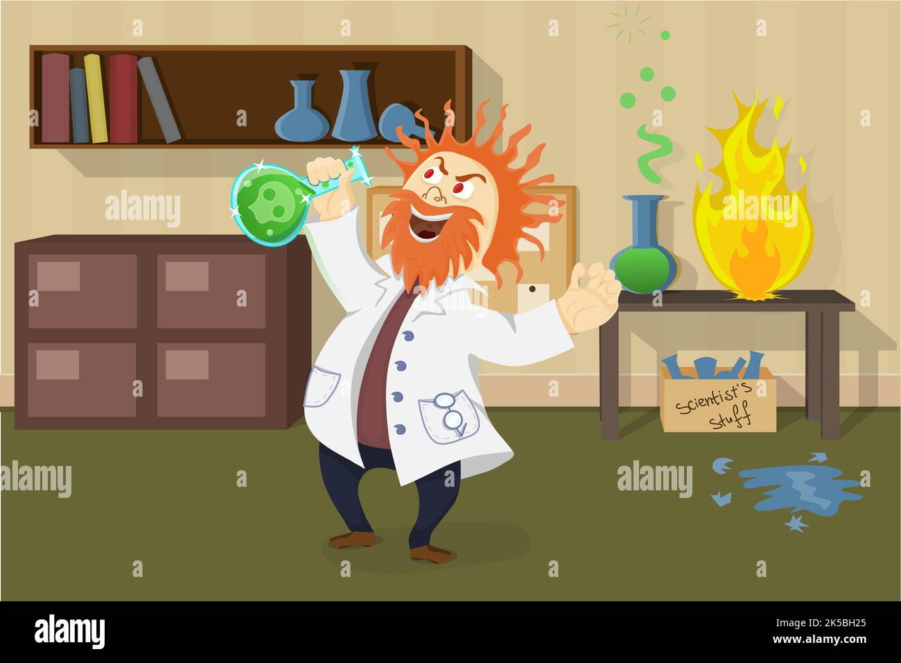 Science cartoon background, mad scientist illustration clipart,  illustration vector Stock Vector Image & Art - Alamy