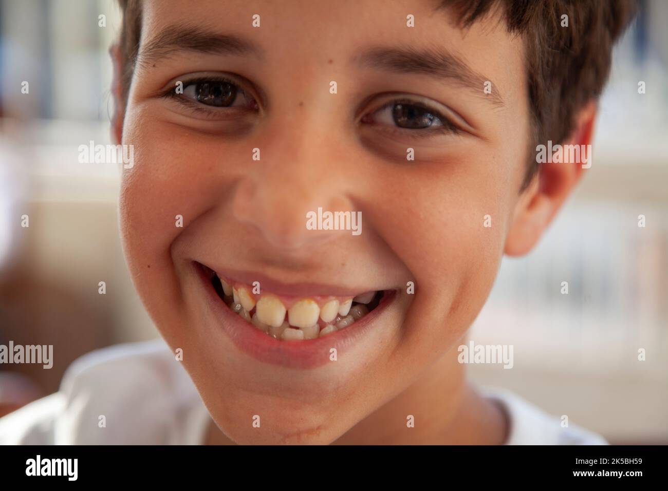 Smiling Boy Looking at Camera Stock Photo