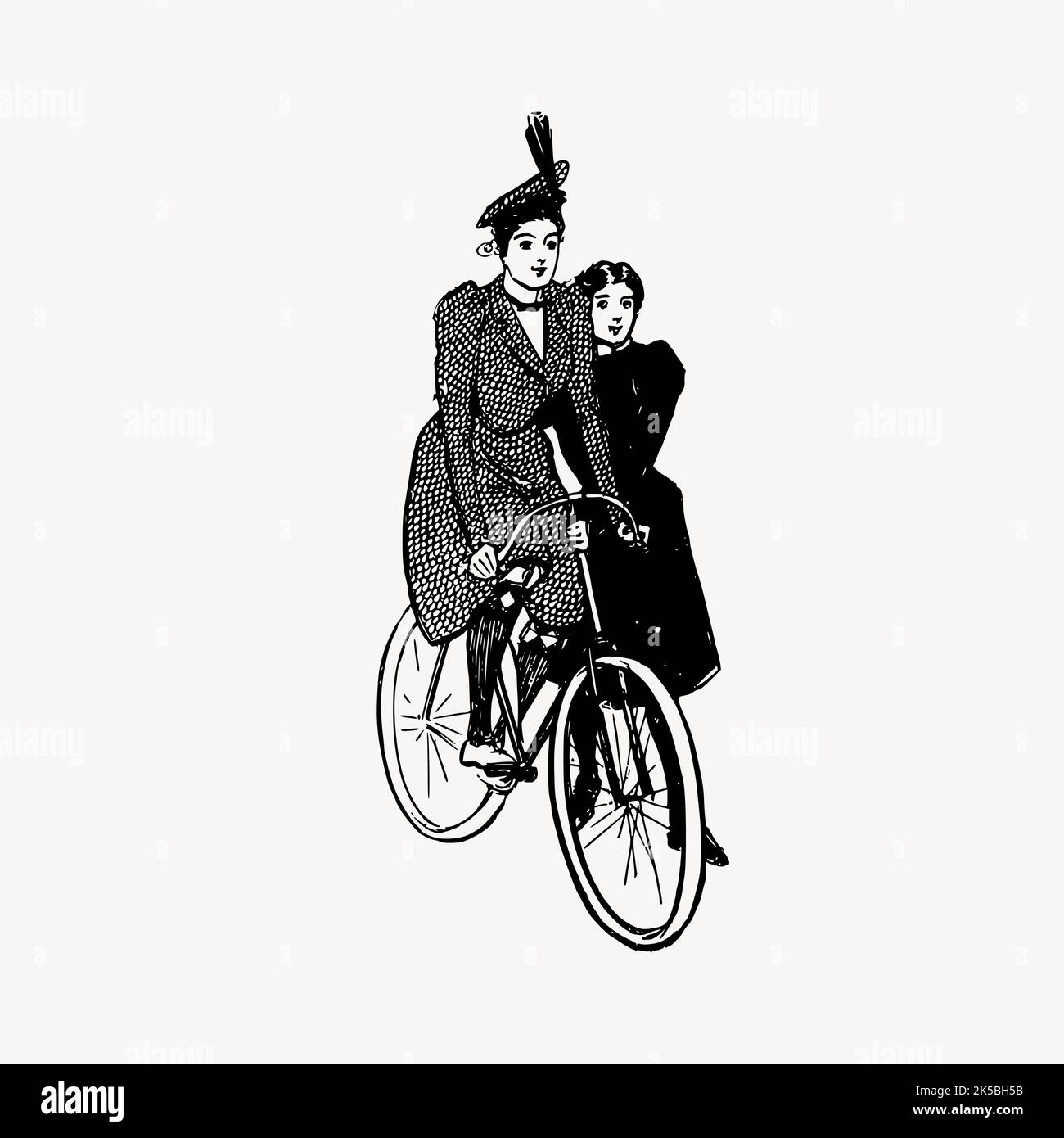 Girl riding bicycle drawing illustration vector Stock Vector Image