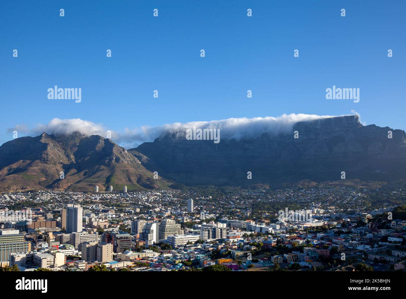Views over Cape Town City and Residential Areas belowDevils Peak and Table Mountain, Cape Town - South Africa Stock Photo