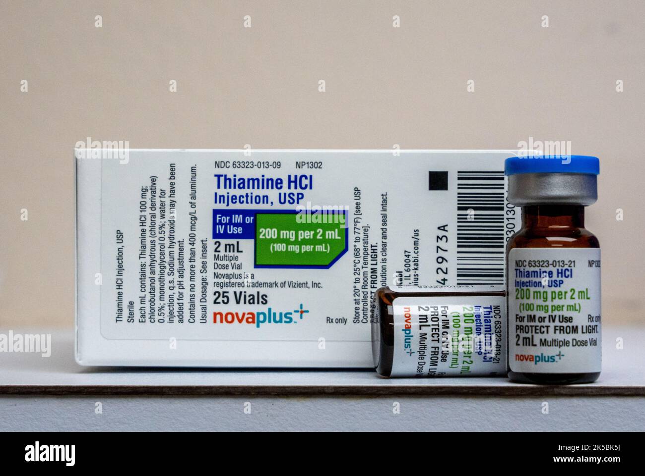 A closeup shot of Thiamine used to treat or prevent vitamin B1
