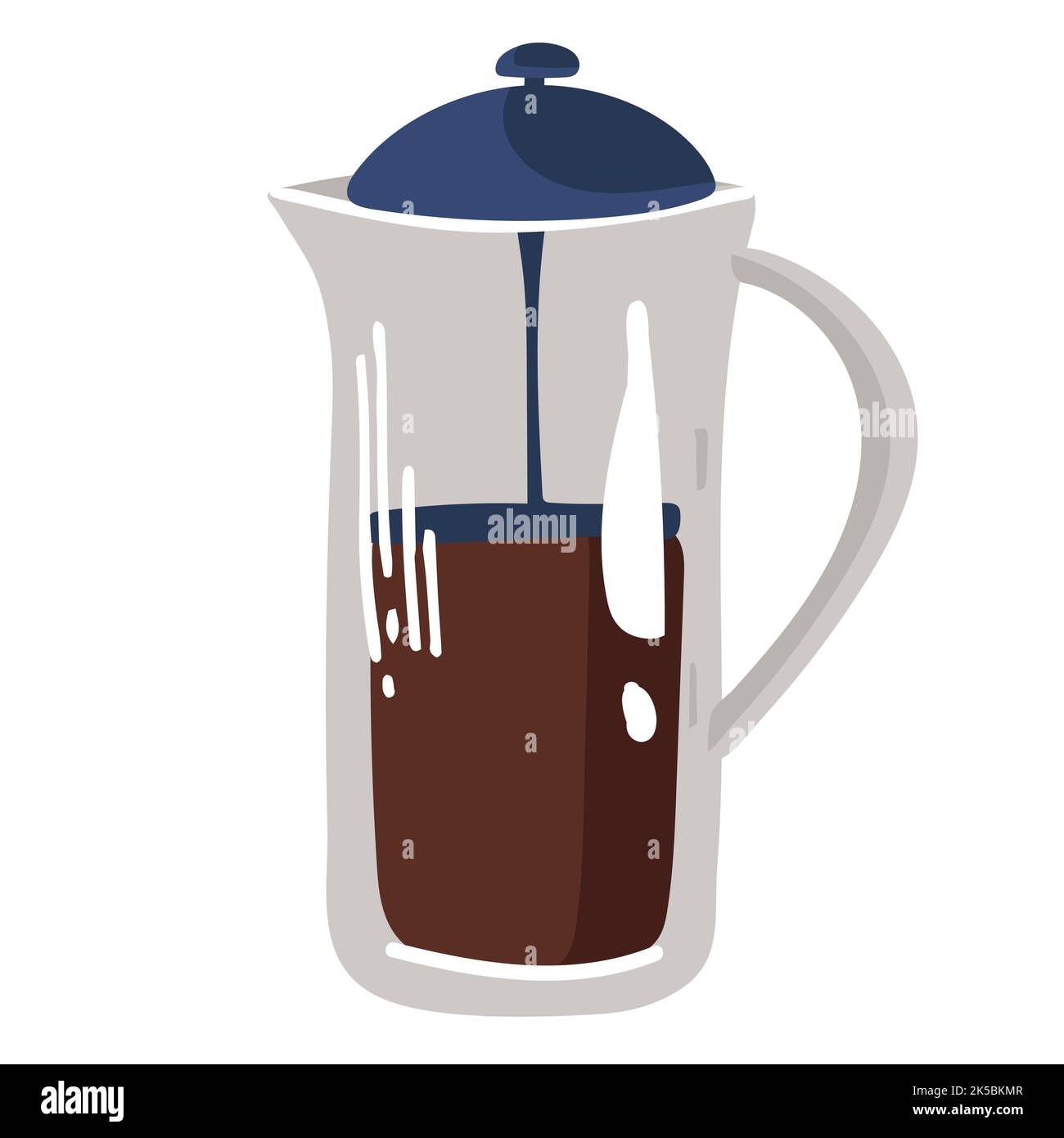 Teapot with coffee. french coffee The finished picture in the children's image Stock Vector