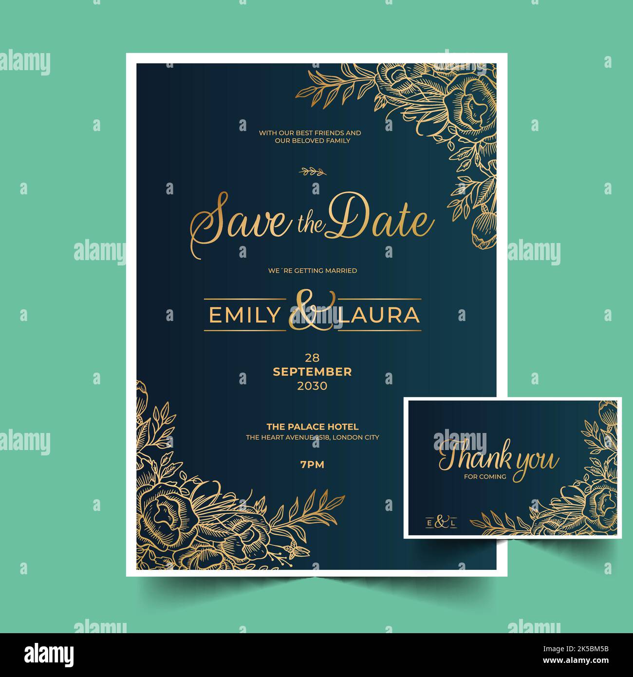 gradient golden floral wedding invitation vector design illustration ...