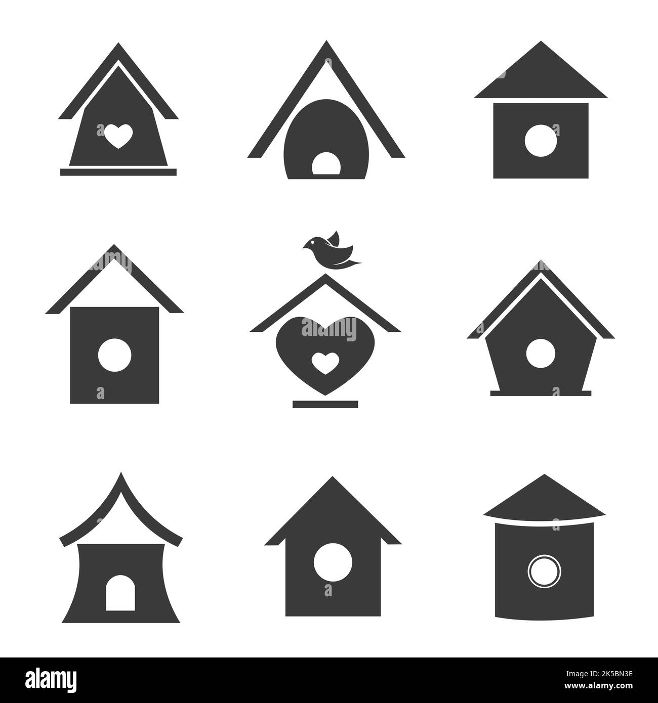 Vector group of bird houses on white background. Easy editable layered vector illustration. Stock Vector