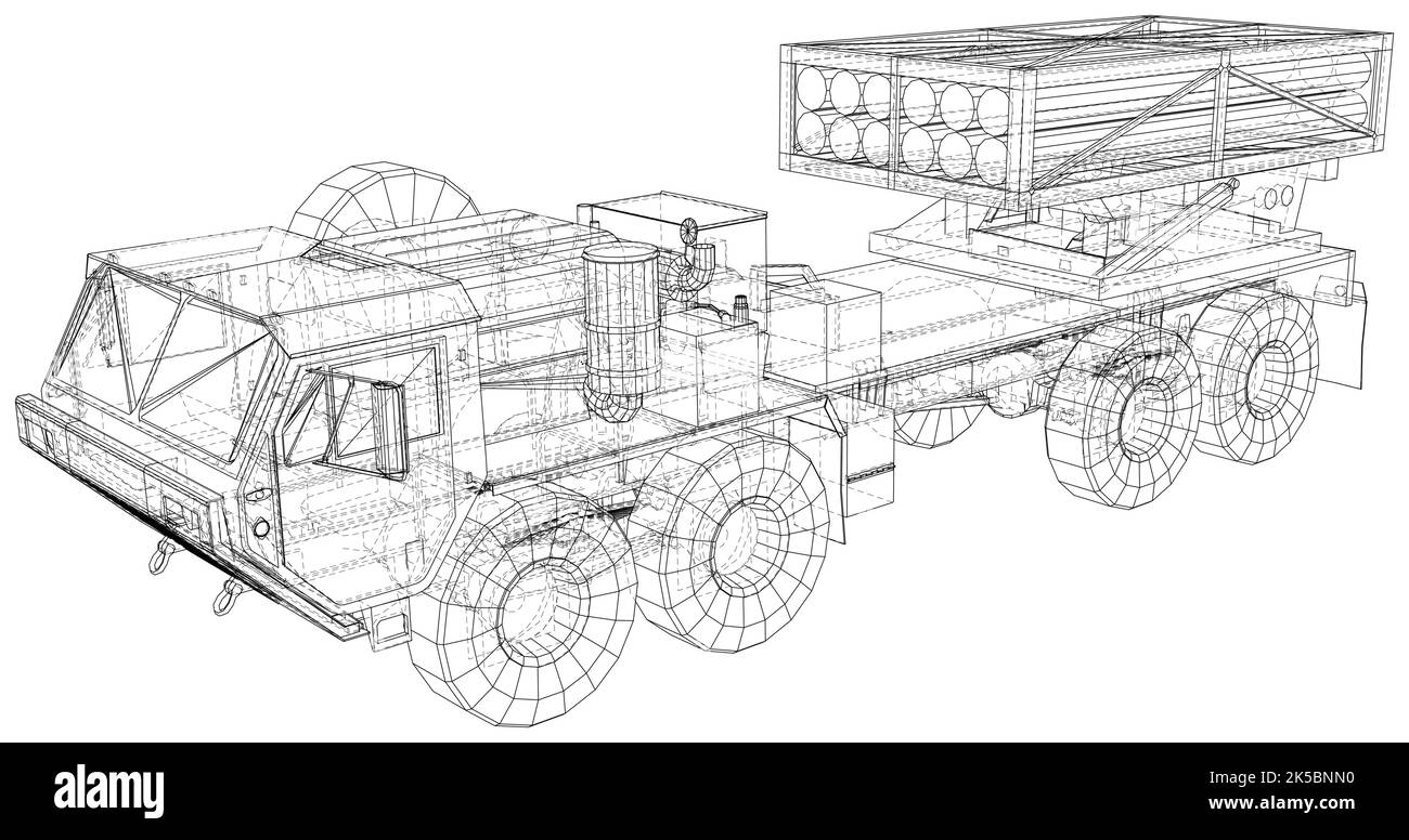 Anti-aircraft missile system. Rockets and shells. Special military equipment. Air Attack. Military machine. Vector created of 3d Stock Vector