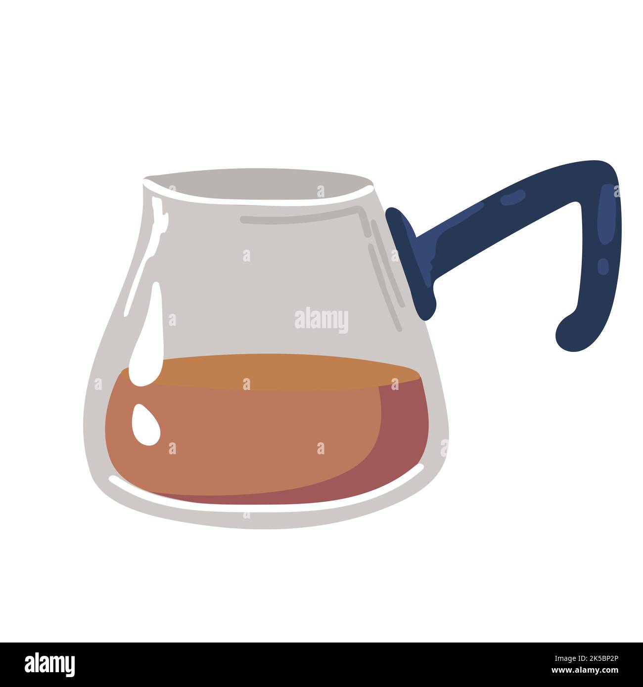 Teapot with coffee. french coffee The finished picture in the children's image Stock Vector