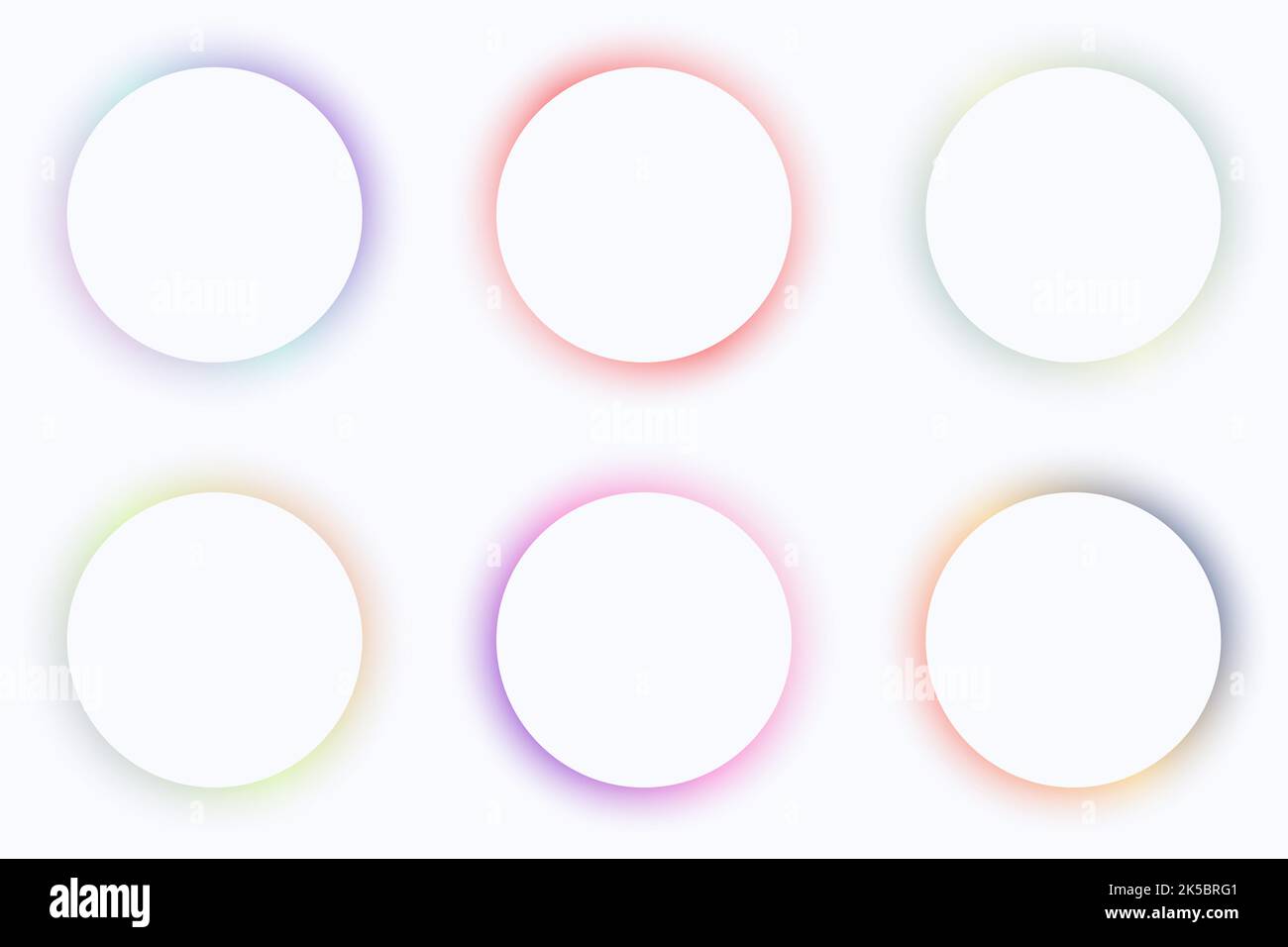 Set of 3D sign pastels colors blurred white geometric circle frame