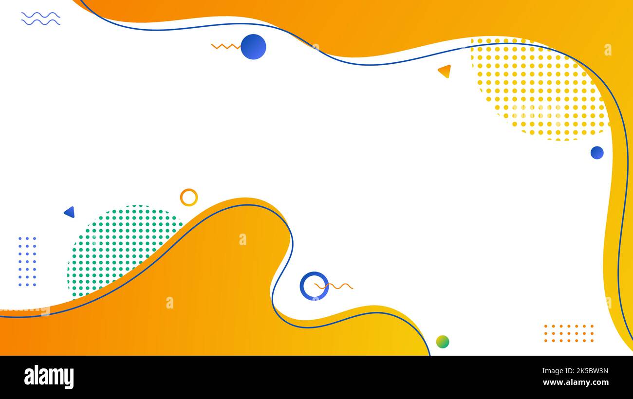 Abstract banner web template yellow liquid gradient shapes with geometric elements on white background. Vector illustration Stock Vector
