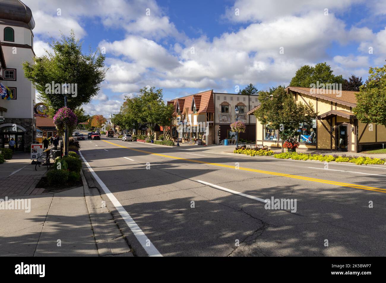 Downtown Frankenmuth On Main Street In Frankenmuth Michigan, Known As Michigan's Little Bavaria Stock Photo