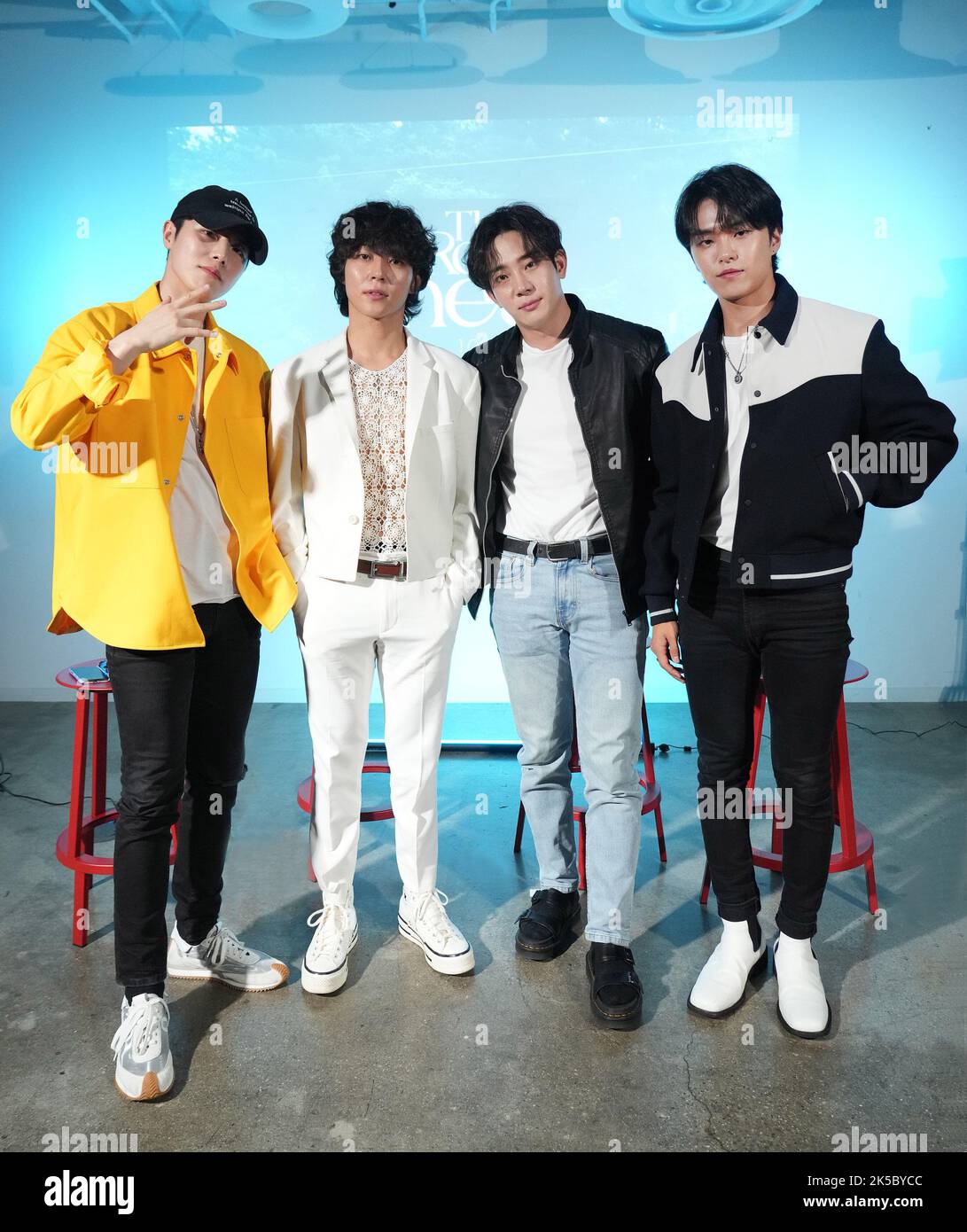 Los Angeles, USA. 06th Oct, 2022. (L-R) THE ROSE - Jaehyeong, Woosung,  Dojoon and Hajoon at their HEAL Album Listening Party held at the Kumu  Studios in Los Angeles, CA on Thursday, ?