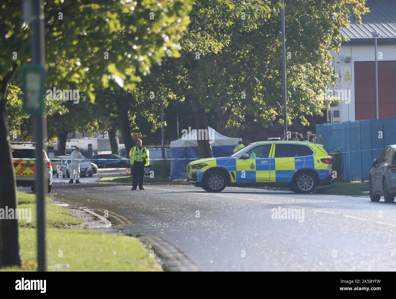 The scene outside Ascot Drive police station in Derby where a man was ...