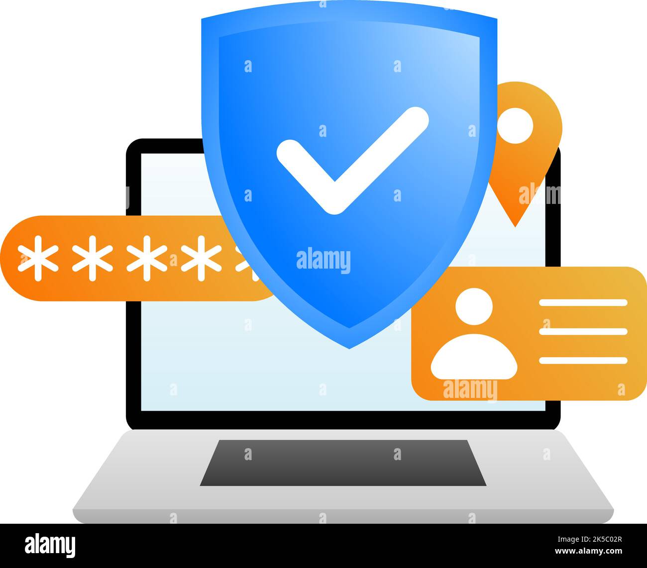 Secure laptop locked. Data, pirvate information protection and