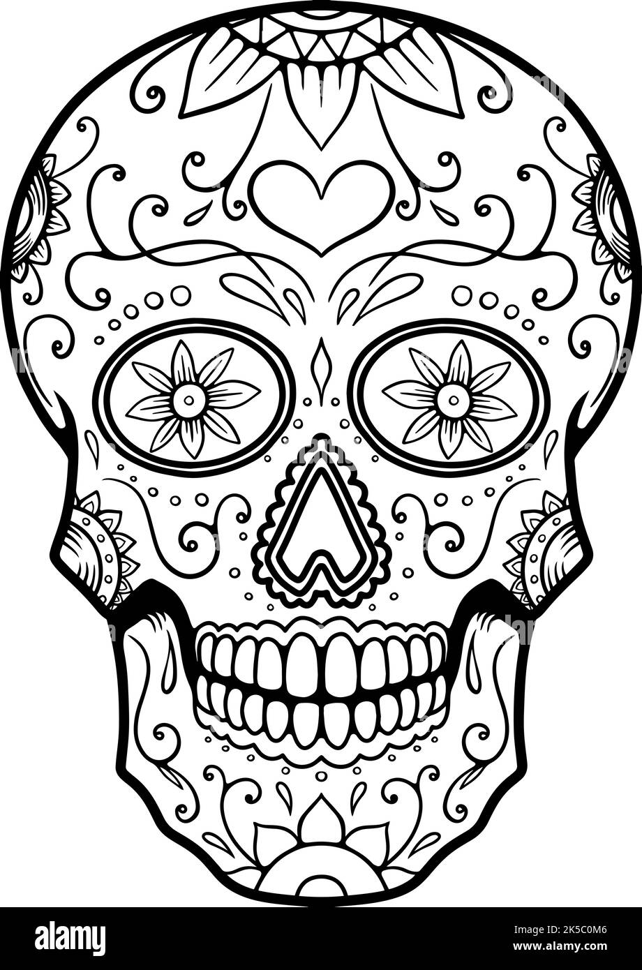 Illustration of mexican sugar skull. Design element for emblem, sign, poster, package design. Vector illustration Stock Vector