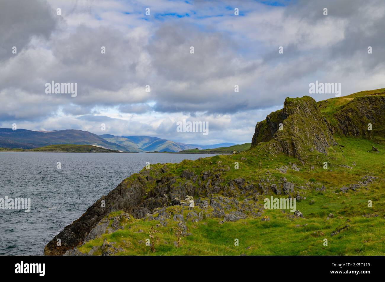 Loch Linhe and the west coast of Lismore seen from Rubha Fiart, Lismore, Scotland Stock Photo