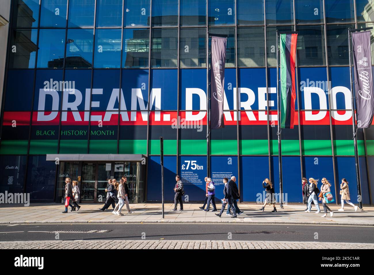 London UK. 7 October 2022 . Coutts bank in the Strand celebrates Black