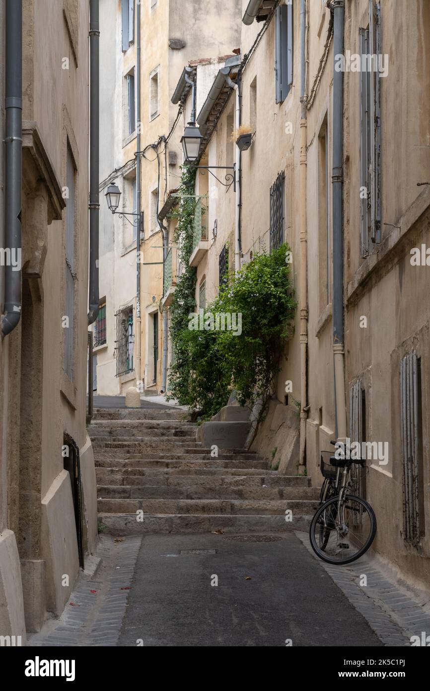 Scenic urban landscape view of typical narrow street with ancient