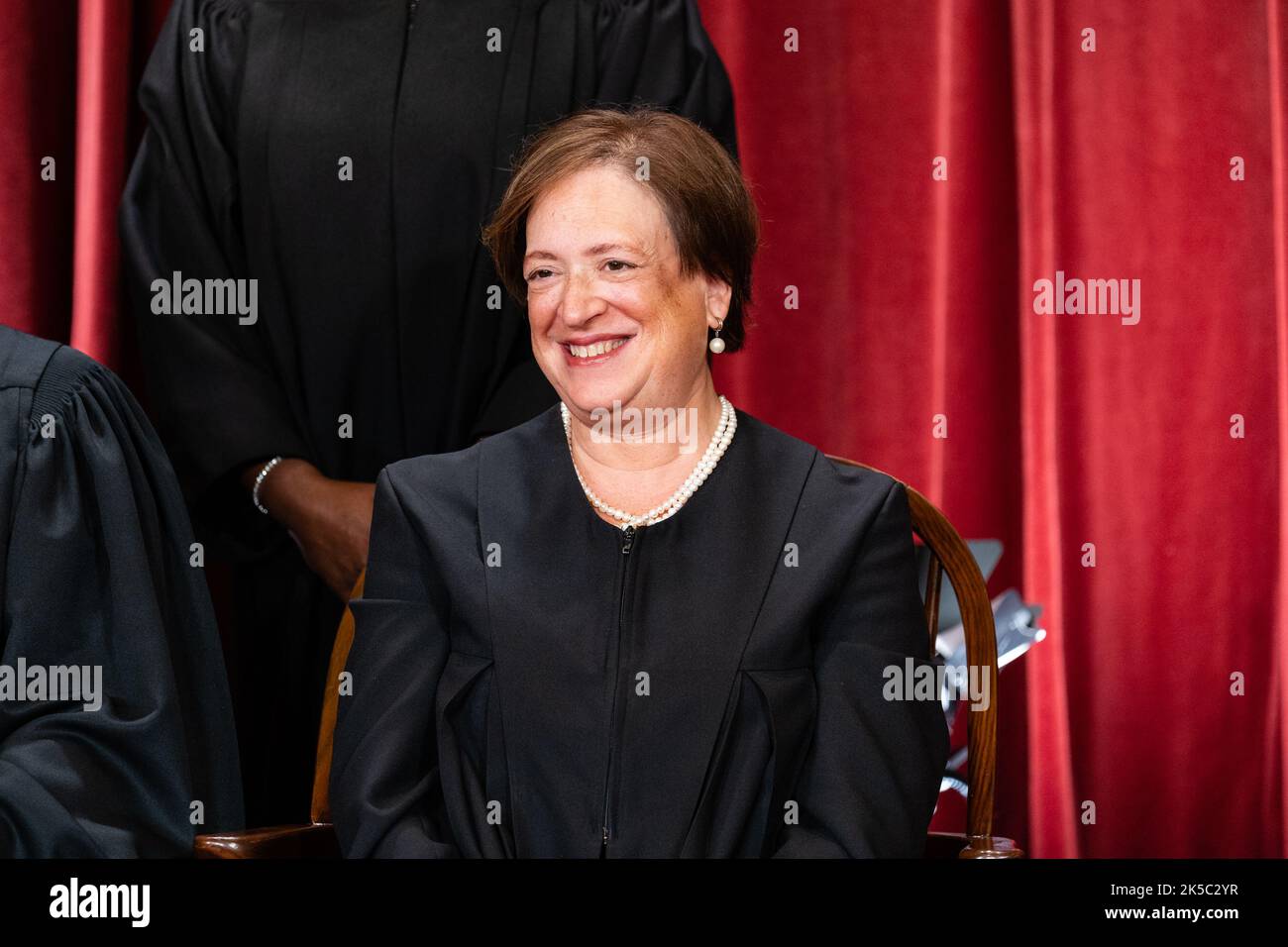 Washington, United States. 07th Oct, 2022. Associate Justice Elena Kagan is shown during the formal group photograph at the Supreme Court in Washington, DC, US, on Friday, Oct. 7, 2022. The court opened its new term Monday with a calendar already full of high-profile clashes, including two cases that could end the use of race in college admissions. Photo by Eric Lee/UPI Credit: UPI/Alamy Live News Stock Photo