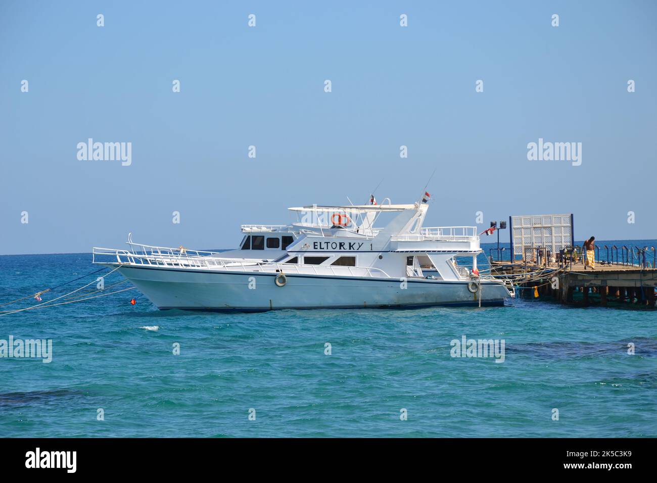 Yacht am Pia angelegt Stock Photo