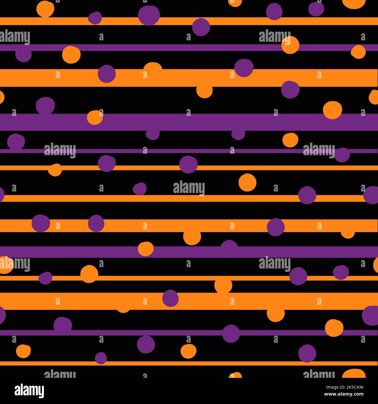 Halloween Polka Dot Horizontal Stripes Lines Pattern In Violet Orange Color. Halloween Day Theme For Wallpaper, Textile, Banner, Label, Texture Vector Stock Vector