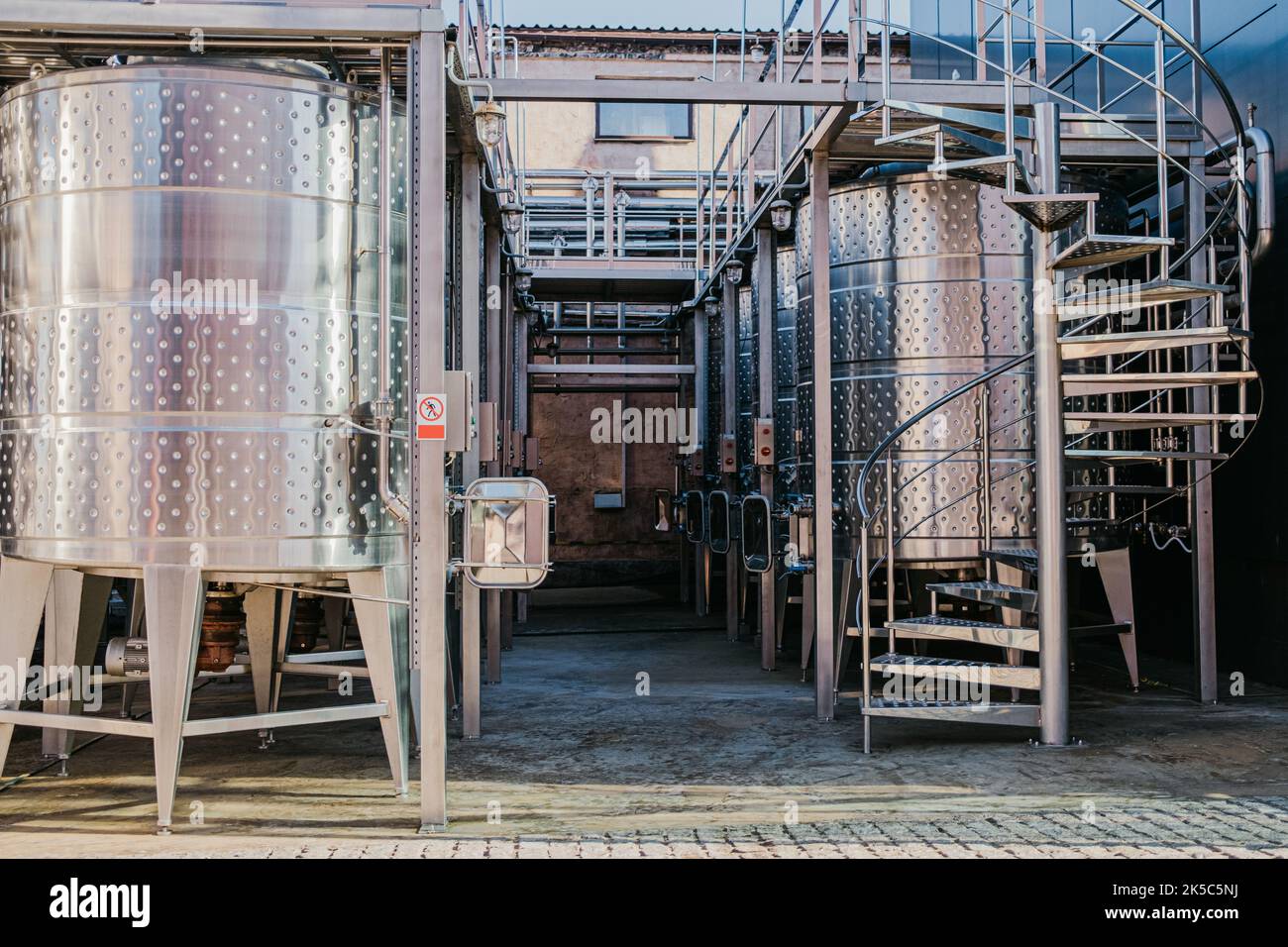 Modern craft brewery equipment. Private brew manufacturing. Beer fermentation and maturation