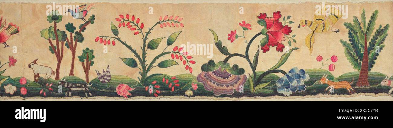 Section of Crewel Embroidery on Border of Petticoat, 1935/1942. Stock Photo