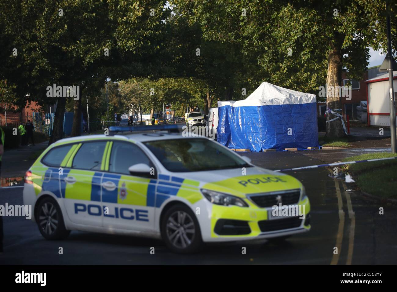 The scene outside Ascot Drive police station in Derby where a man was ...