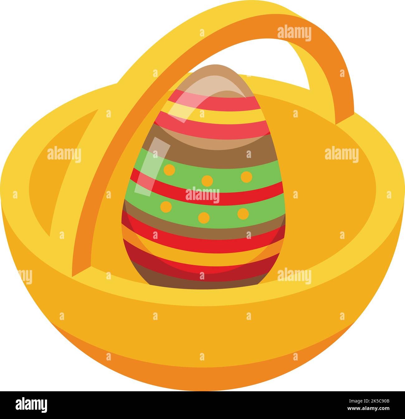 Easter egg basket icon isometric vector. Happy decoration. Gift greeting Stock Vector