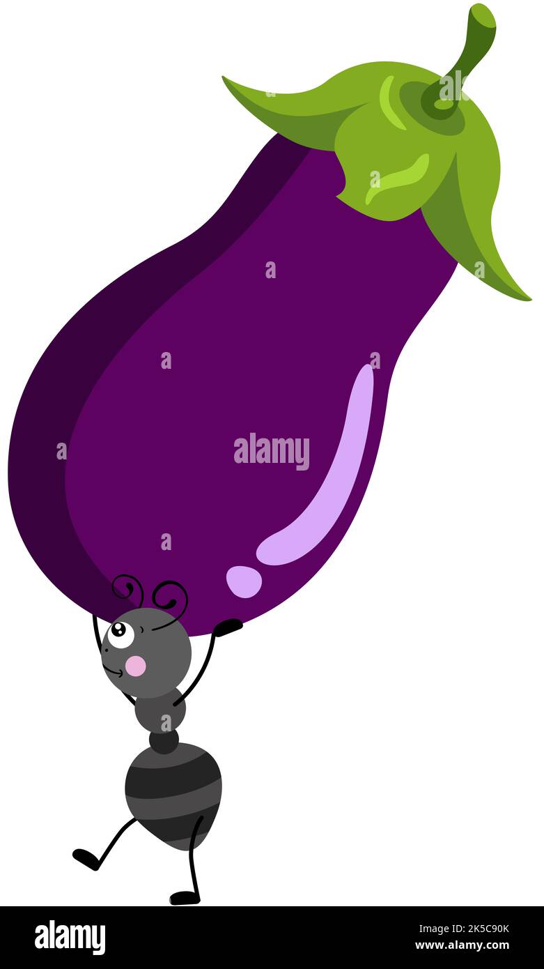 Cute ant carrying a fresh eggplant Stock Photo Alamy