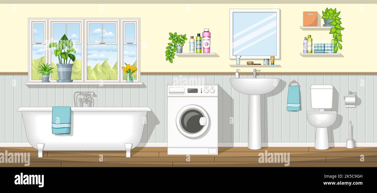 Illustration of a bathroom Stock Photo - Alamy